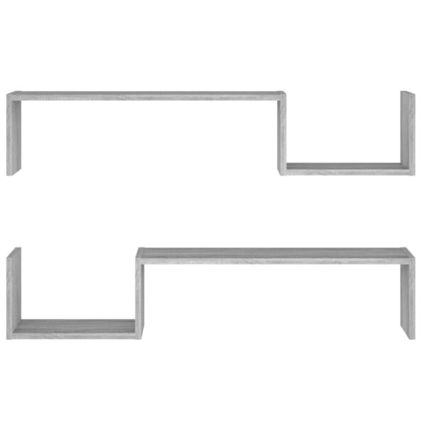 vidaXL Nástenné police 2ks sivé sonoma 100x15x20 cm spracované drevo – Obrázok 5