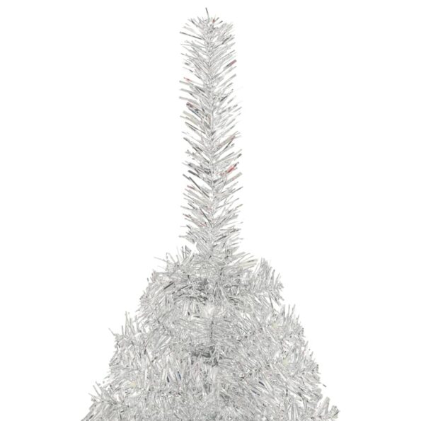 vidaXL Umelý polovičný vianočný stromček+stojan, strieborný 240 cm – Obrázok 4