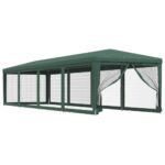 vidaXL Párty stan s 10 sieťkovanými bočnými stenami zelený 3x12 m HDPE – Obrázok 2