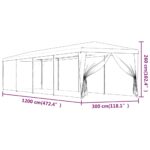 vidaXL Párty stan s 10 sieťkovanými bočnými stenami zelený 3x12 m HDPE – Obrázok 7