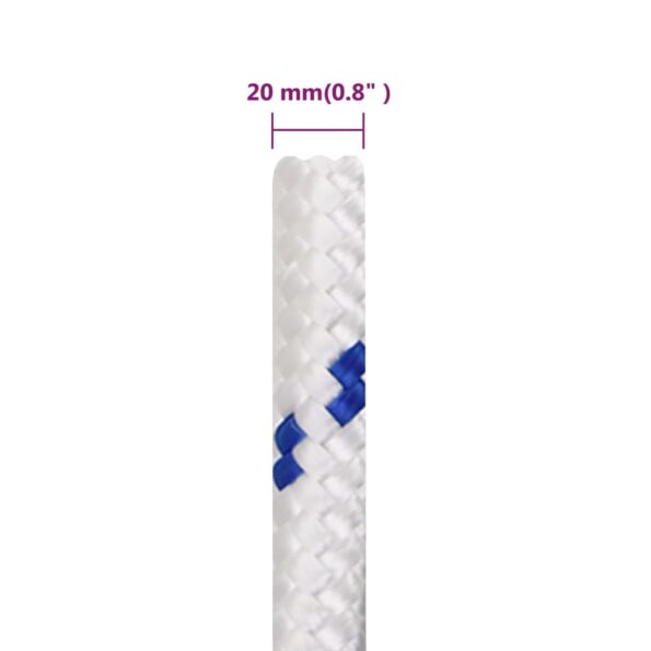 vidaXL Lodné lano biele 20 mm 25 m polypropylén – Obrázok 6