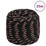 vidaXL Lodné lano čierne 18 mm 25 m polypropylén