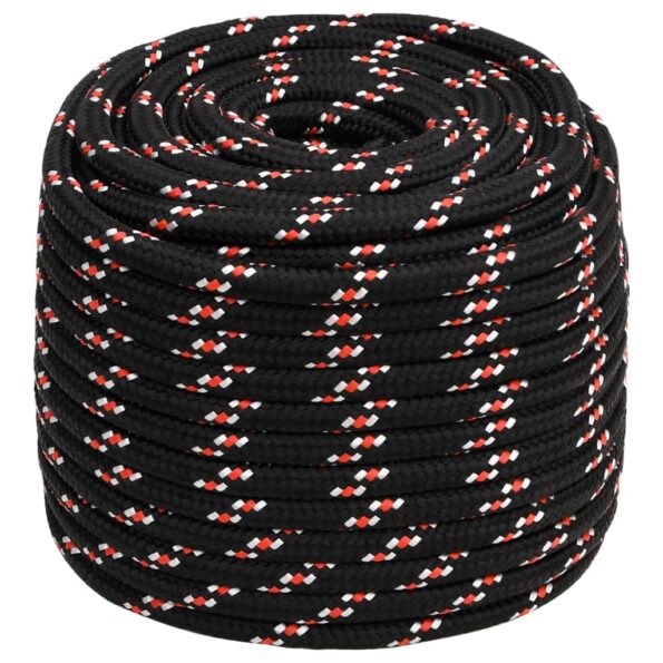 vidaXL Lodné lano čierne 18 mm 25 m polypropylén – Obrázok 2