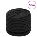 vidaXL Lodné lano čierne 18 mm 50 m polypropylén