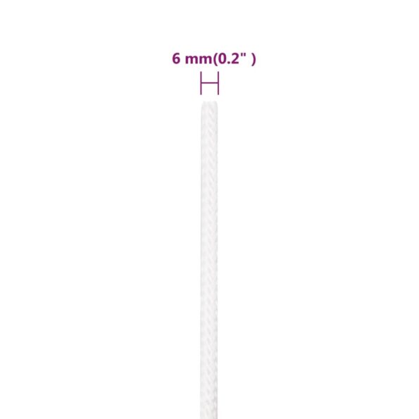 vidaXL Lodné lano biele 6 mm 50 m polypropylén – Obrázok 6