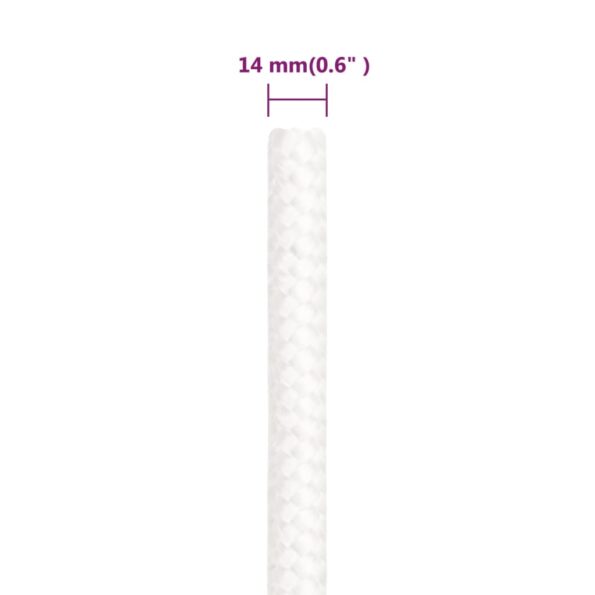 vidaXL Lodné lano biele 14 mm 25 m polypropylén – Obrázok 6