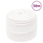 vidaXL Lodné lano biele 14 mm 50 m polypropylén