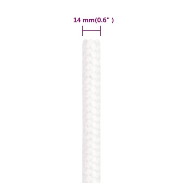 vidaXL Lodné lano biele 14 mm 50 m polypropylén – Obrázok 6