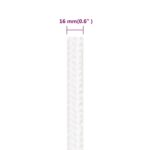 vidaXL Lodné lano biele 16 mm 25 m polypropylén – Obrázok 6