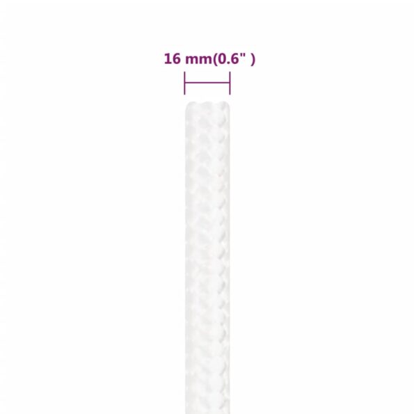 vidaXL Lodné lano biele 16 mm 100 m polypropylén – Obrázok 6