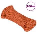 vidaXL Lodné lano oranžové 5 mm 100 m polypropylén