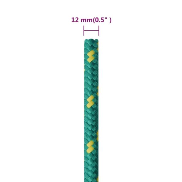 vidaXL Lodné lano zelené 12 mm 100 m polypropylén – Obrázok 6