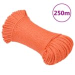 vidaXL Pracovné lano oranžové 3 mm 250 m polypropylén