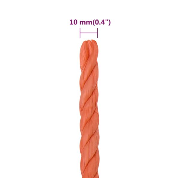 vidaXL Pracovné lano oranžové 10 mm 50 m polypropylén – Obrázok 6
