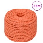 vidaXL Pracovné lano oranžové 12 mm 25 m polypropylén