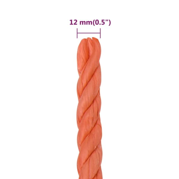 vidaXL Pracovné lano oranžové 12 mm 25 m polypropylén – Obrázok 6