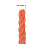 vidaXL Pracovné lano oranžové 14 mm 25 m polypropylén – Obrázok 6