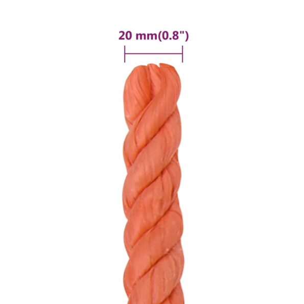 vidaXL Pracovné lano oranžové 20 mm 50 m polypropylén – Obrázok 6