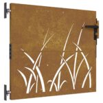 vidaXL Záhradná brána 85x100 cm, oceľ Corten, dizajn s trávou – Obrázok 2
