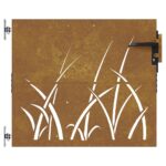 vidaXL Záhradná brána 85x100 cm, oceľ Corten, dizajn s trávou – Obrázok 4