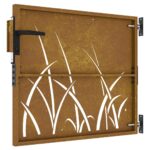 vidaXL Záhradná brána 85x100 cm, oceľ Corten, dizajn s trávou – Obrázok 6