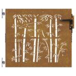 vidaXL Záhradná brána 85x100 cm, corten oceľ, bambusový dizajn – Obrázok 4