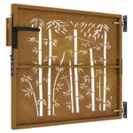 vidaXL Záhradná brána 85x100 cm, corten oceľ, bambusový dizajn – Obrázok 6