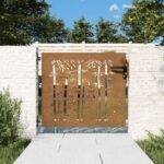 vidaXL Záhradná brána 85x100 cm, corten oceľ, bambusový dizajn