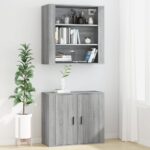 vidaXL Nástenná skrinka sivý dub sonoma 80x33x80 cm spracované drevo – Obrázok 7