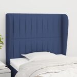 vidaXL Čelo postele so záhybmi modré 103x23x118/128 cm látka