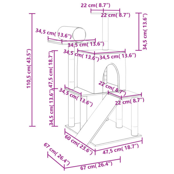 VXL8720845417024_g_en_hd_4.jpg vidaXL Škrabadlo pre mačky so sisalovými stĺpikmi tmavosivé 110,5 cm – Obrázok 6
