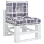 vidaXL Podložky na paletový nábytok 2 ks, sivé kocky, látka – Obrázok 3