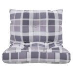 vidaXL Podložky na paletový nábytok 2 ks, sivé kocky, látka – Obrázok 5