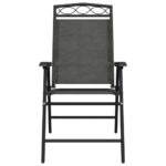 vidaXL Skladacie záhradné stoličky 8 ks melanž sivé oceľ a textilén – Obrázok 5