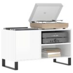 vidaXL Skrinka na platne lesklá biela 85x38x48 cm kompozitné drevo – Obrázok 3