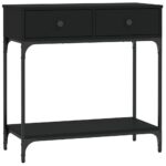 vidaXL Konzolový stolík čierny 75x34,5x75 cm kompozitné drevo – Obrázok 2