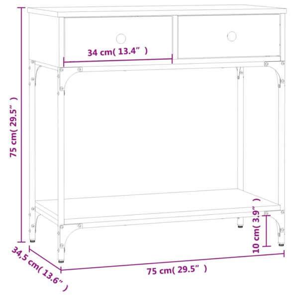 vidaXL Konzolový stolík čierny 75x34,5x75 cm kompozitné drevo – Obrázok 11