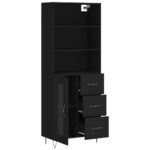 vidaXL Vysoká skrinka čierna 69,5x34x180 cm spracované drevo – Obrázok 4