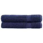 vidaXL Prémiové uteráky 2 ks tmavomodré 100x200 cm 600 g/m2 bavlna