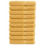 vidaXL Prémiové uteráky do sauny SOLUND 10 ks zlaté 80x200 cm 600 g/m2