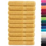 vidaXL Prémiové uteráky do sauny SOLUND 10 ks zlaté 80x200 cm 600 g/m2 – Obrázok 2