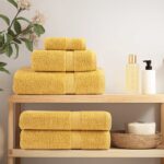 vidaXL Prémiové uteráky do sauny SOLUND 10 ks zlaté 80x200 cm 600 g/m2 – Obrázok 3