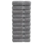 vidaXL Prémiové osušky 10 ks sivé 100x150 cm 600 g/m2 100 % bavlna
