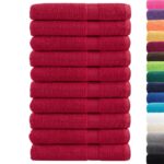 vidaXL Prémiové uteráky SOLUND 10 ks červené 100x200cm 600 g/m2 – Obrázok 2