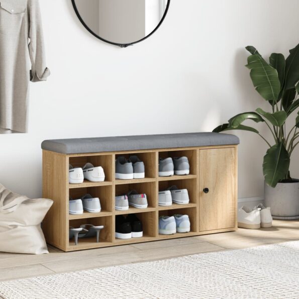 vidaXL Lavička na topánky dub sonoma 102x32x50 cm kompozitné drevo – Obrázok 3