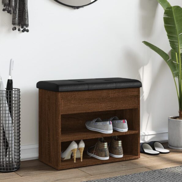 vidaXL Lavička na topánky hnedý dub 82x32x50 cm kompozitné drevo – Obrázok 3