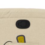 vidaXL Sklápacie masážne kreslo krémové látkové – Obrázok 10