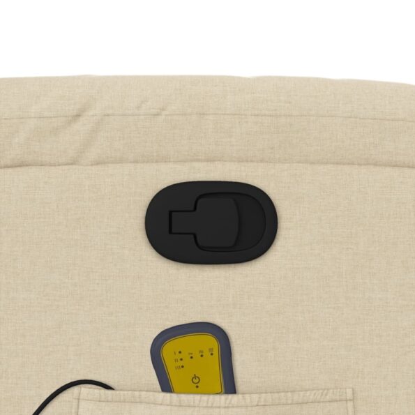 vidaXL Sklápacie masážne kreslo krémové látkové – Obrázok 10