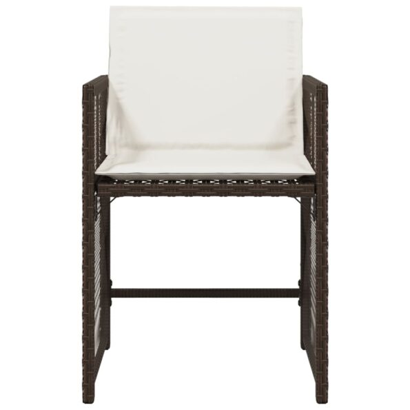 vidaXL Záhradné stoličky s podložkami 4 ks, hnedé, polyratan – Obrázok 5