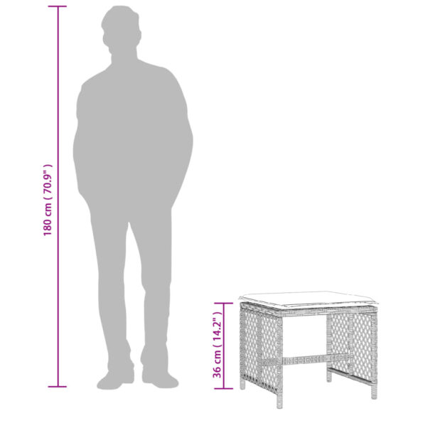 vidaXL Záhradné stoličky s vankúše 4ks svetlosivé 41x41x36cm polyratan – Obrázok 10